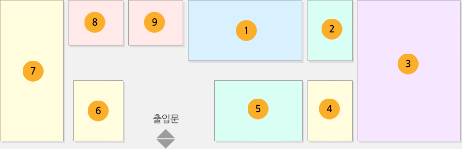 정선군 농업기술센터의 3층 안내도입니다. 출입문의 정면에는 농업인 정보공유실이 있고 여기에서 시계방향으로 강사대기실, 대강의실, 농업대학 농업도서실, 농업인 교육장, 서고, 휴게실, 남자 화장실, 여자 화장실이 있습니다.